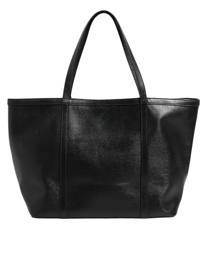Dolce &amp; Gabbana Schwarze Leder Miss Escape Shopping Tote Frauen Borse Tasche