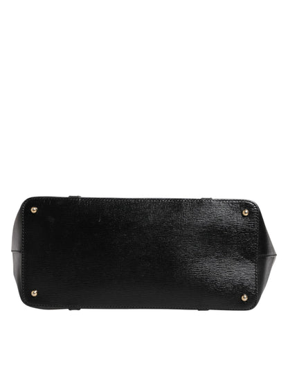 Dolce &amp; Gabbana Schwarze Leder Miss Escape Shopping Tote Frauen Borse Tasche