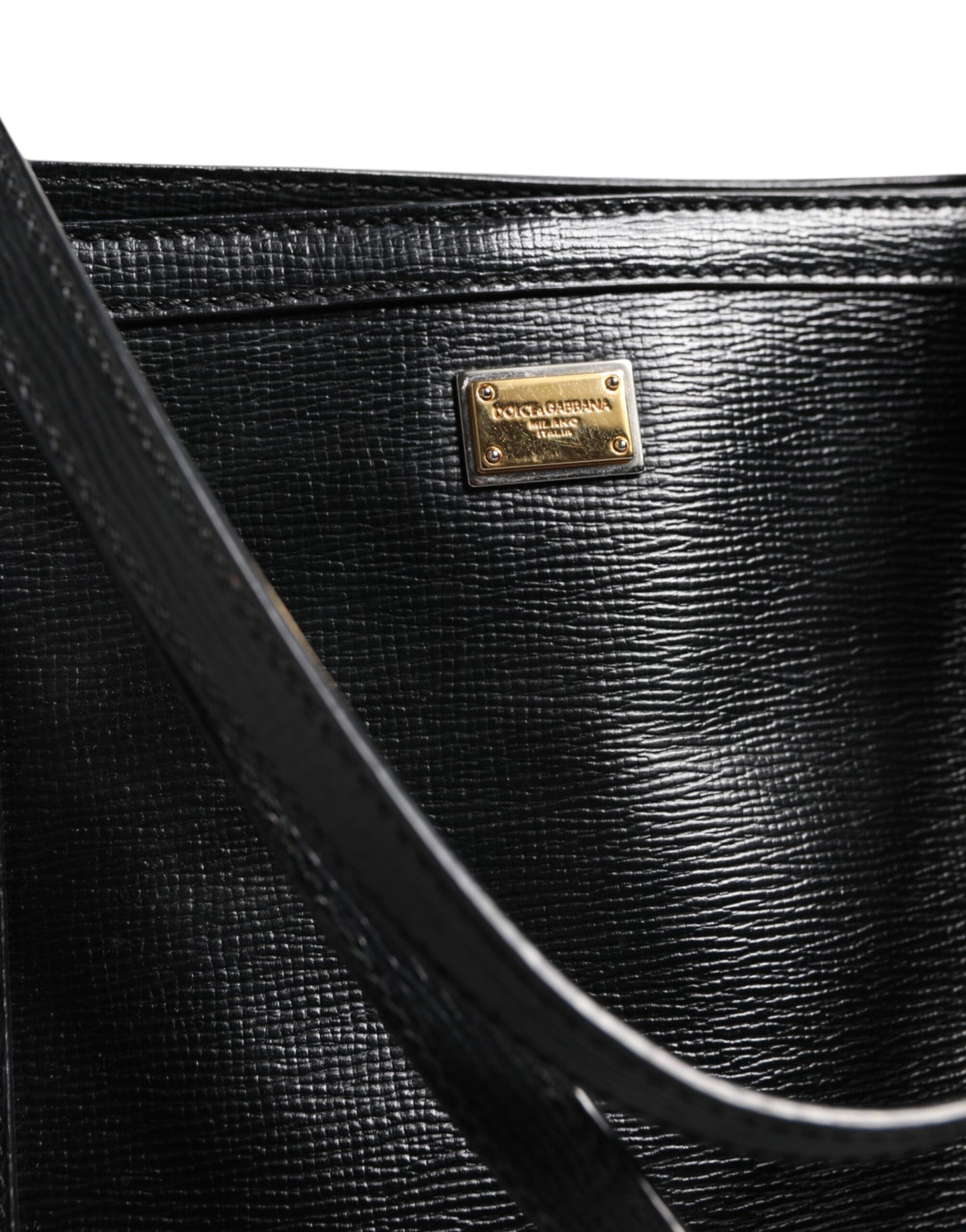 Dolce &amp; Gabbana Schwarze Leder Miss Escape Shopping Tote Frauen Borse Tasche