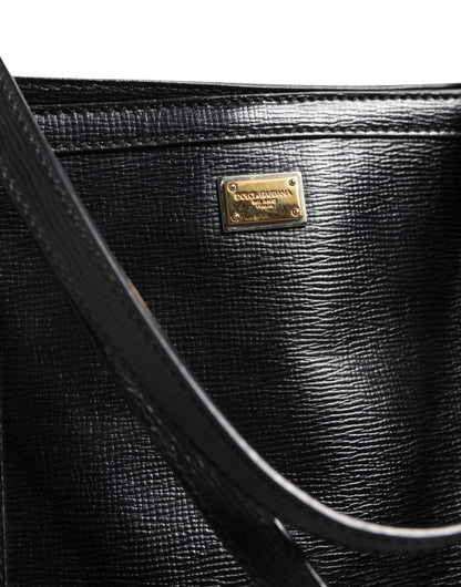 Dolce &amp; Gabbana Schwarze Leder Miss Escape Shopping Tote Frauen Borse Tasche