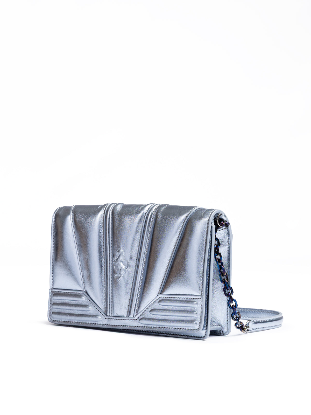 Ferrari Metal hellblaue GT-Lackledertasche mit Kette