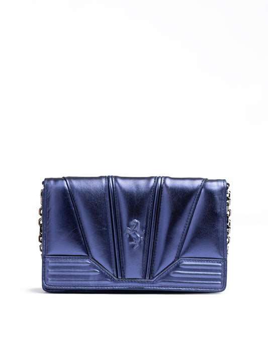 Ferrari Metal blaue GT-Lackledertasche mit Kette
