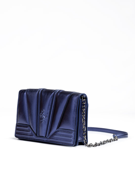 Ferrari Metal blaue GT-Lackledertasche mit Kette