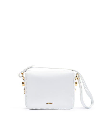 Off-White – Umhängetasche mit Streifen in Weiß/Gold-Metallic