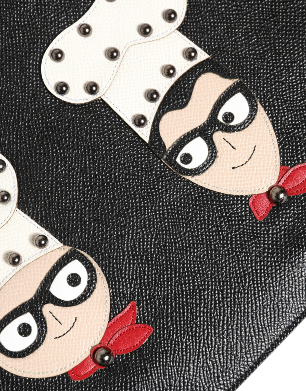 Dolce &amp; Gabbana Schwarzes Leder #DGFAMILY Verzierte Herren Clutch