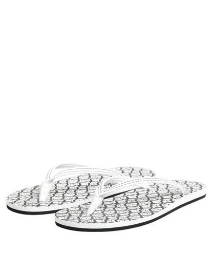 Dolce & Gabbana Black White Logo Beachwear Flats Slipper Shoes