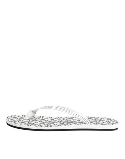 Dolce & Gabbana Black White Logo Beachwear Flats Slipper Shoes