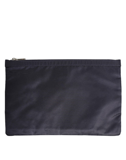 Dolce &amp; Gabbana Blaue Clutch mit DG-Logo-Patch und Verzierung für Herren