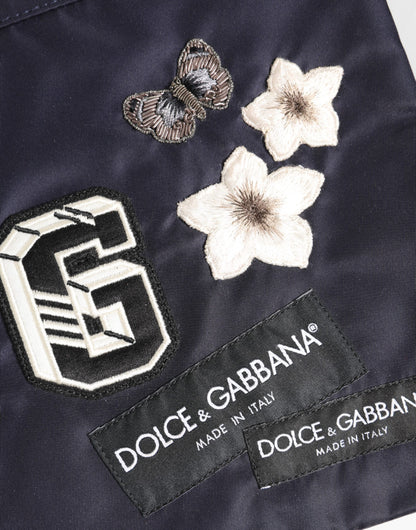 Dolce &amp; Gabbana Blaue Clutch mit DG-Logo-Patch und Verzierung für Herren