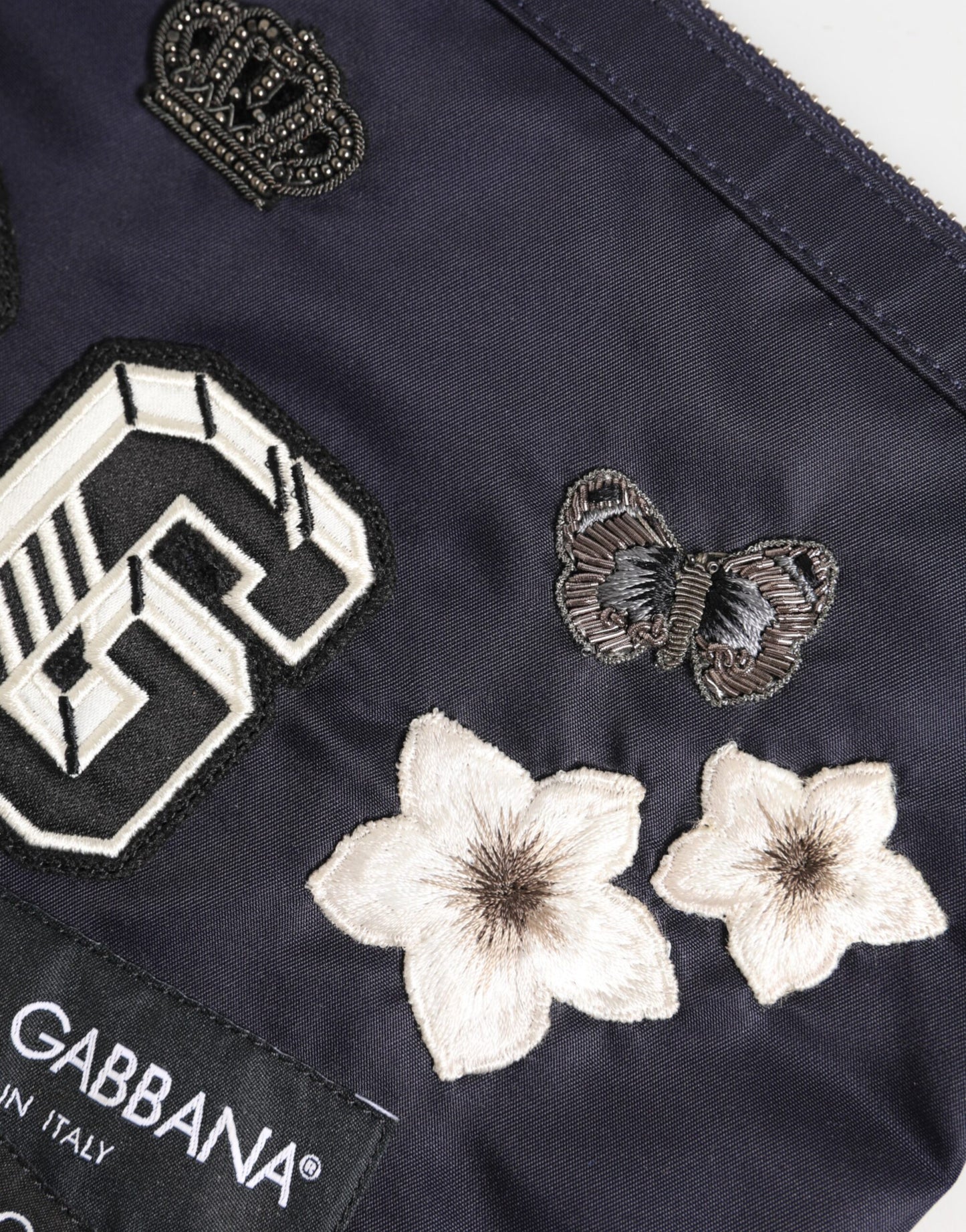 Dolce &amp; Gabbana Blaue Clutch mit DG-Logo-Patch und Verzierung für Herren