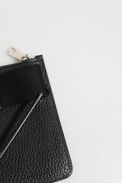 Dolce &amp; Gabbana – Gürteltasche aus schwarzem Leder mit Logoprägung