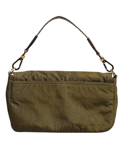 Dolce &amp; Gabbana – Dunkelgrüne Borse-Tasche aus Nylon mit Logo-Plakette und Schultergurt