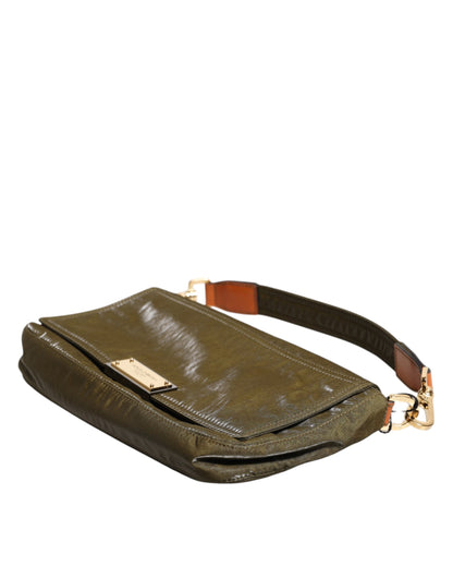Dolce &amp; Gabbana – Dunkelgrüne Borse-Tasche aus Nylon mit Logo-Plakette und Schultergurt