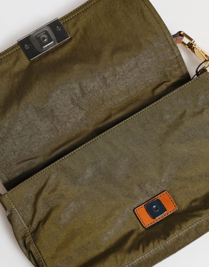 Dolce &amp; Gabbana – Dunkelgrüne Borse-Tasche aus Nylon mit Logo-Plakette und Schultergurt