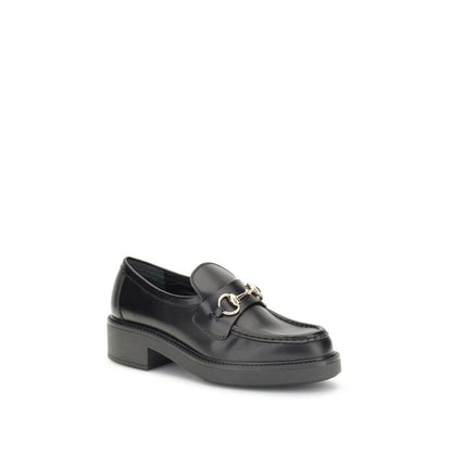 Gucci Black Calf Leather Bos Taurus Slip-On Loafers