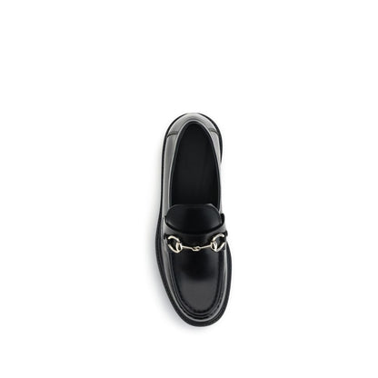 Gucci Black Calf Leather Bos Taurus Slip-On Loafers