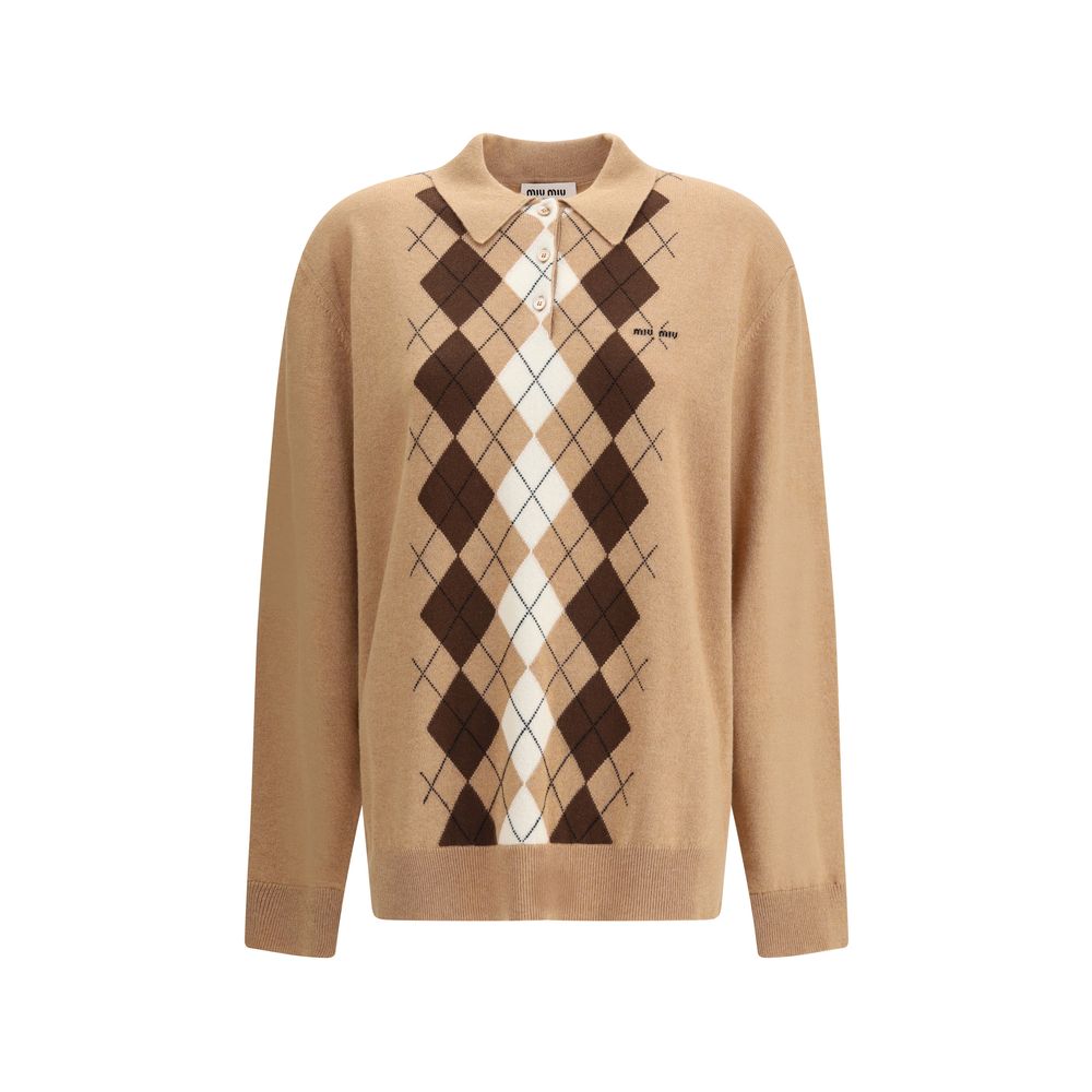 Miu Miu Polopullover mit Rautenmuster