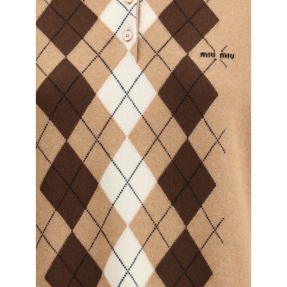 Miu Miu Polopullover mit Rautenmuster