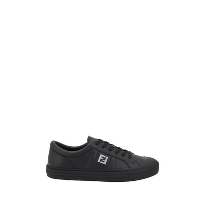 Fendi Schwarze Kalbsleder Bos Taurus Sneaker