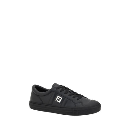 Fendi Schwarze Kalbsleder Bos Taurus Sneaker
