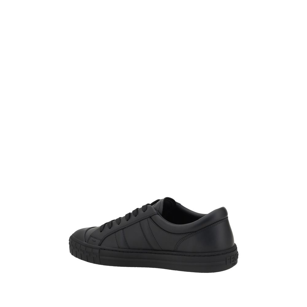 Fendi Schwarze Kalbsleder Bos Taurus Sneaker