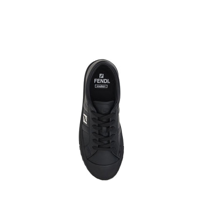 Fendi Schwarze Kalbsleder Bos Taurus Sneaker