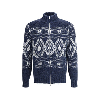 Brunello Cucinelli Blue Alpaca Vicugna Pacos Cardigan
