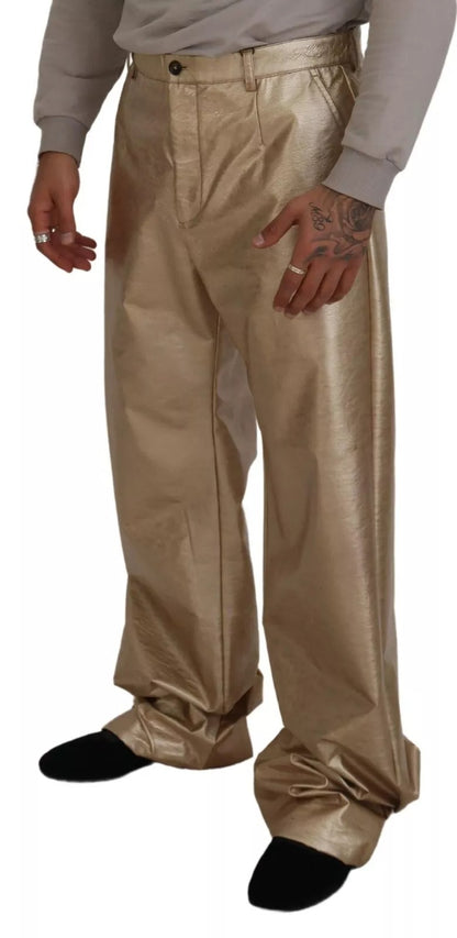 Dolce &amp; Gabbana – Gerade Hose aus Polyester in Metallic-Gold