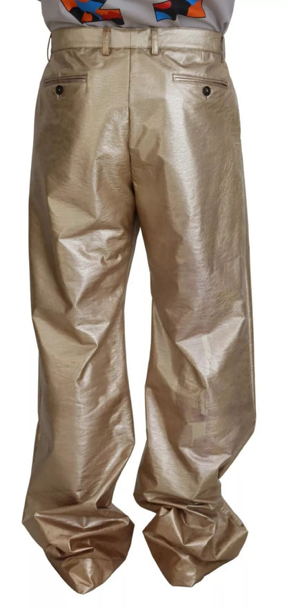 Dolce &amp; Gabbana – Gerade Hose aus Polyester in Metallic-Gold