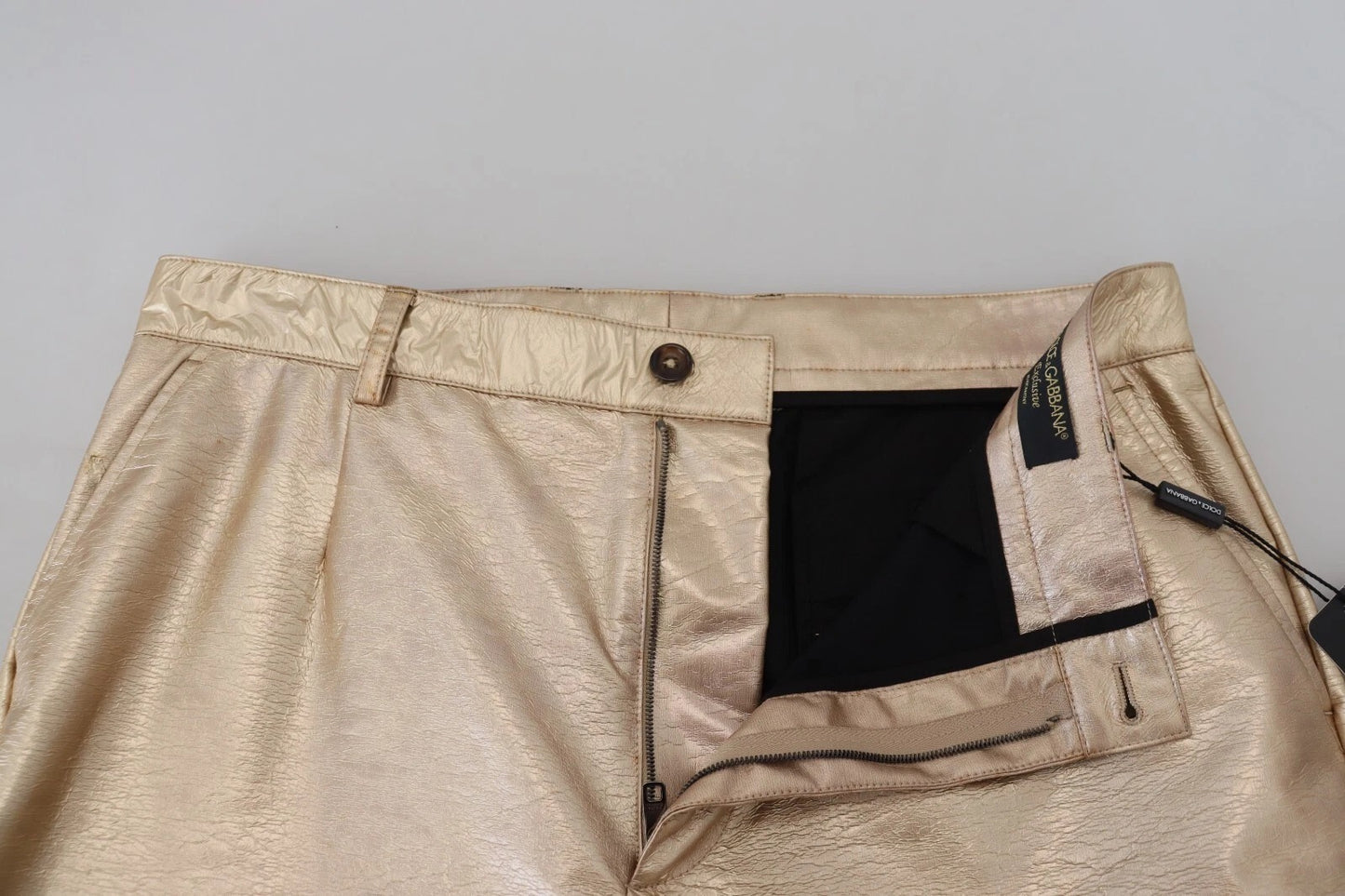 Dolce &amp; Gabbana – Gerade Hose aus Polyester in Metallic-Gold
