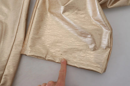 Dolce &amp; Gabbana – Gerade Hose aus Polyester in Metallic-Gold