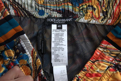 Dolce &amp; Gabbana – Satinhose mit mehrfarbigem Marmor-Print