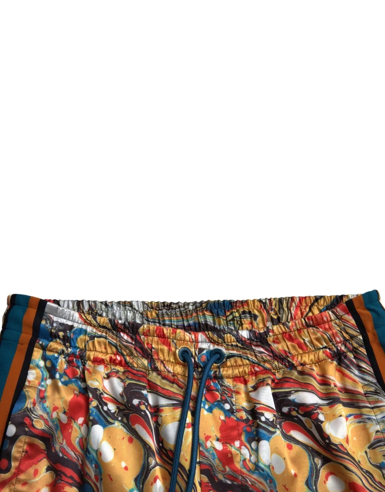 Dolce &amp; Gabbana – Satinhose mit mehrfarbigem Marmor-Print