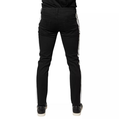 Dolce &amp; Gabbana – Schwarze, zerfetzte Skinny-Jeans mit weißem Futter