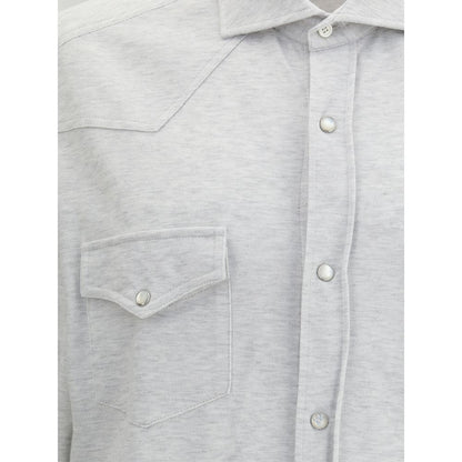 Brunello Cucinelli Gray Denim Shirt