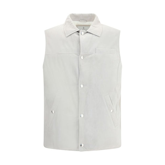 Brunello Cucinelli Graue Lederjacke