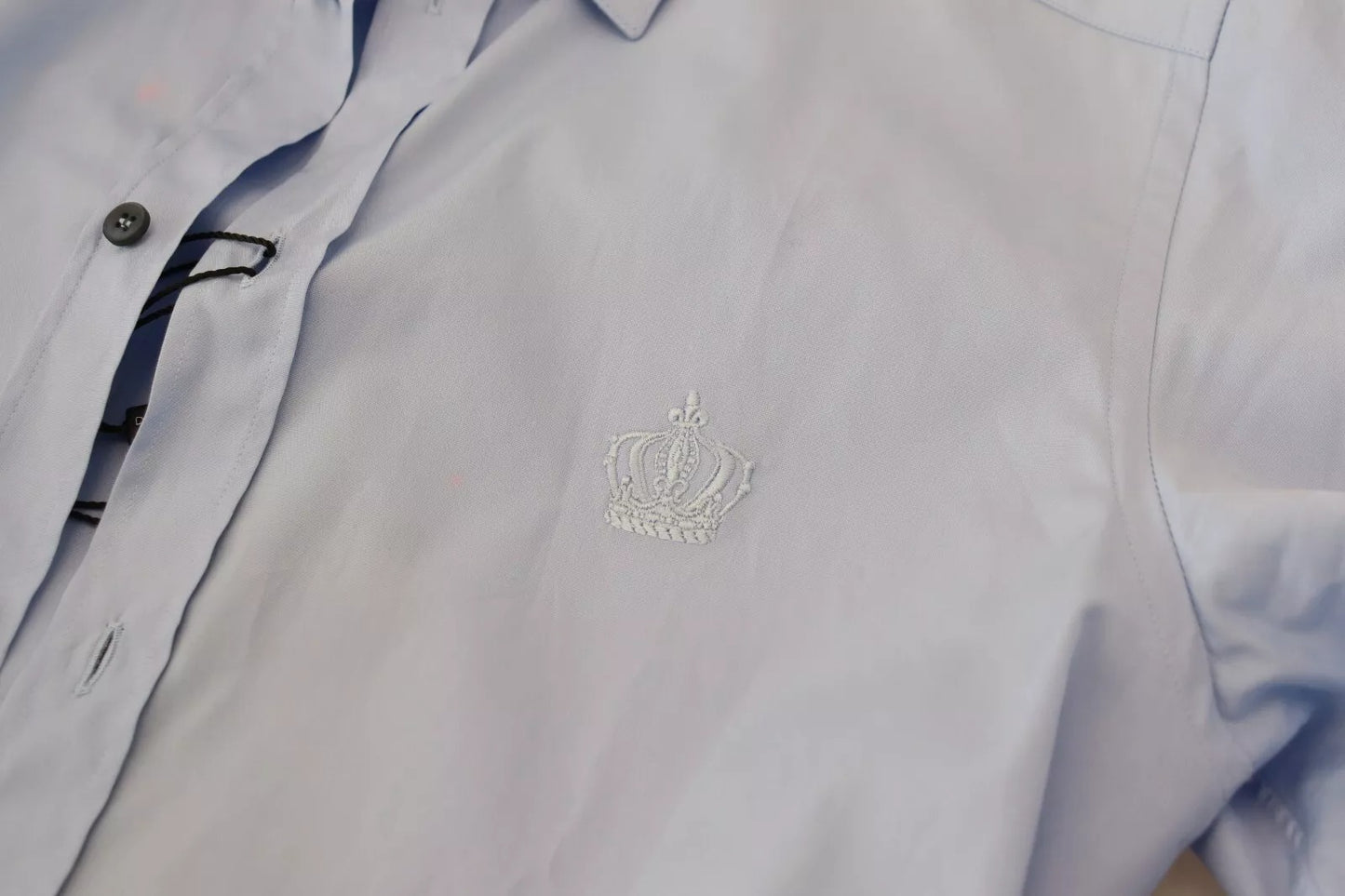 Dolce &amp; Gabbana Hellblaues Slim Fit-Hemd aus Baumwolle