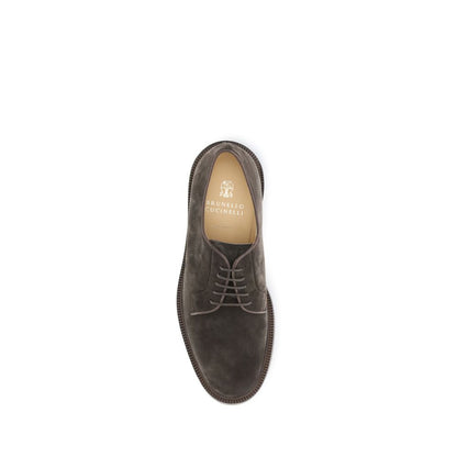 Brunello Cucinelli Brown Calf Leather Bos Taurus Oxfords And Derbies