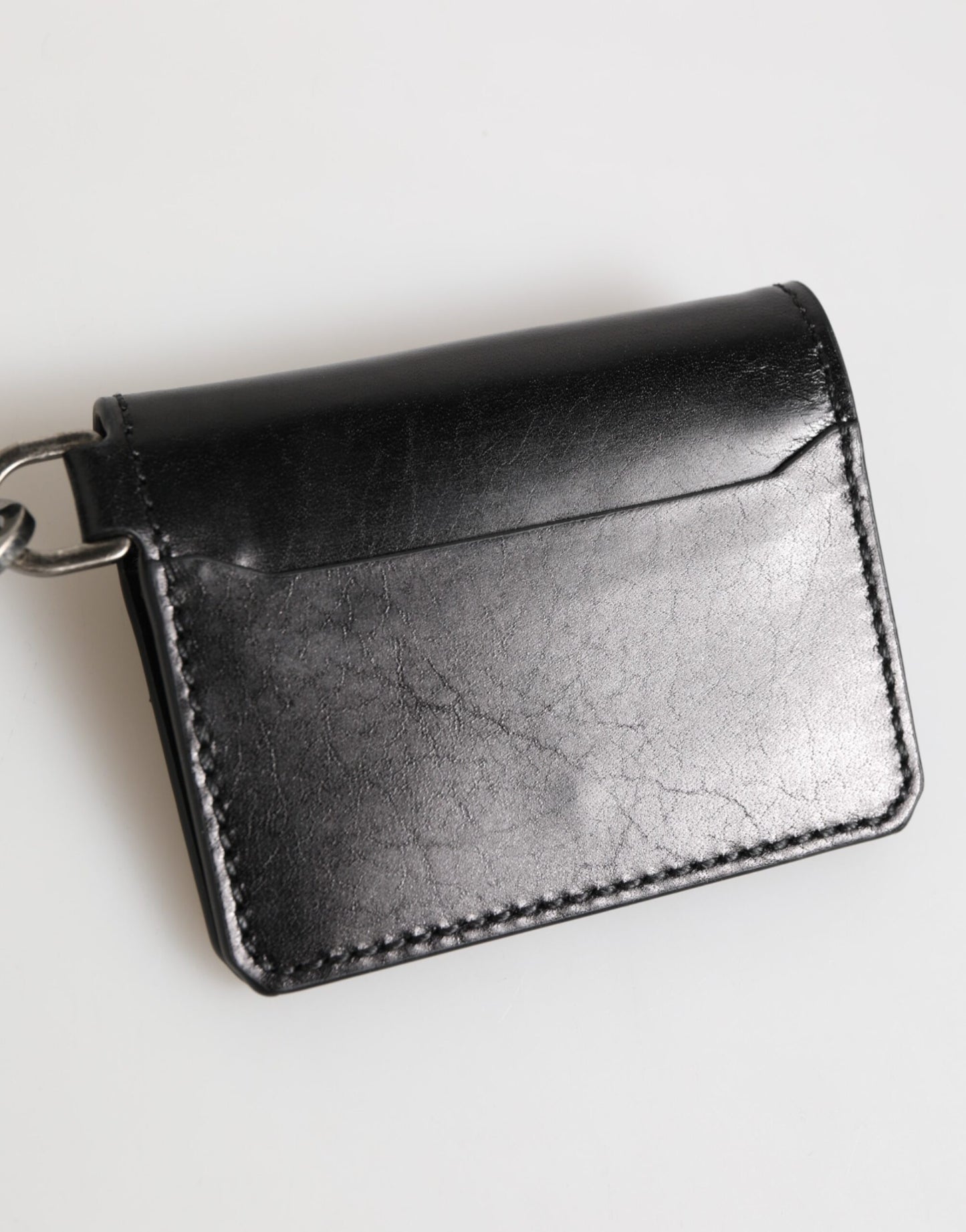 Dolce &amp; Gabbana Geldbörse – Schwarzes Leder mit Logoprägung, Schlüsselanhänger, Kartenetui