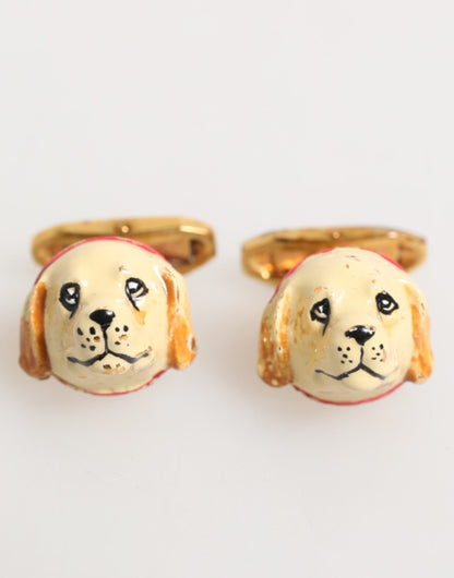 Dolce &amp; Gabbana Manschettenknopf aus Messing in Goldtönen mit Hundewelpen-Motiv für Herren