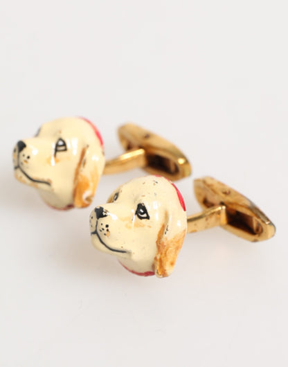 Dolce &amp; Gabbana Manschettenknopf aus Messing in Goldtönen mit Hundewelpen-Motiv für Herren