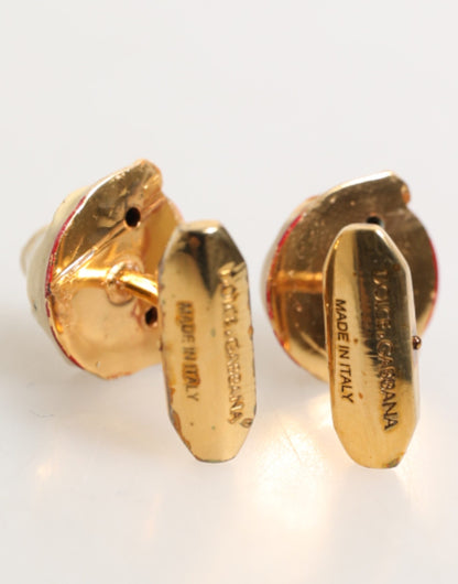 Dolce &amp; Gabbana Manschettenknopf aus Messing in Goldtönen mit Hundewelpen-Motiv für Herren