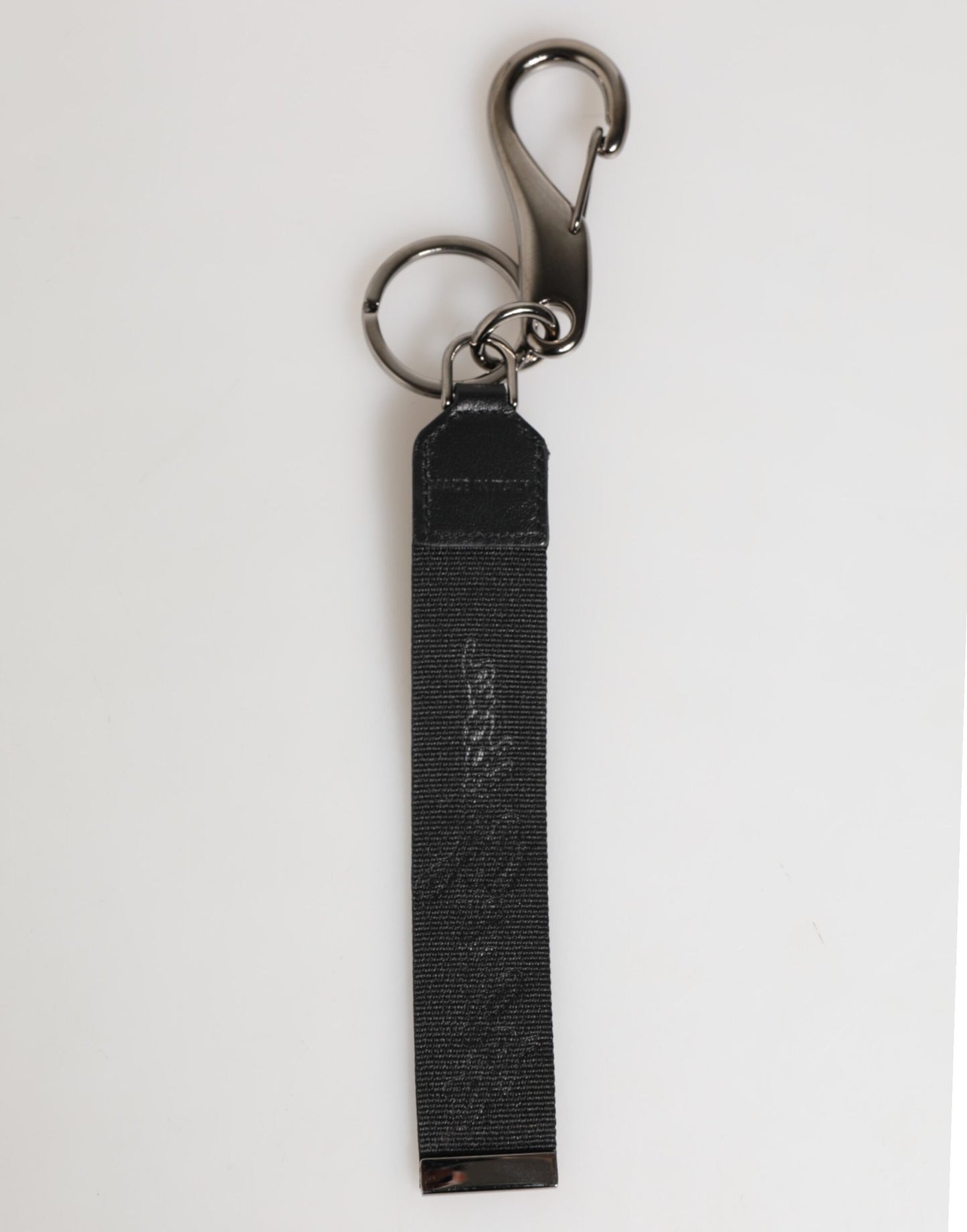 Dolce &amp; Gabbana Schwarz Weiß Polyester DG Logo Silber Männer Schlüsselanhänger Schlüsselanhänger