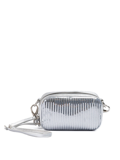 Dsquared² Clutch aus silbernen Pailletten und Leder