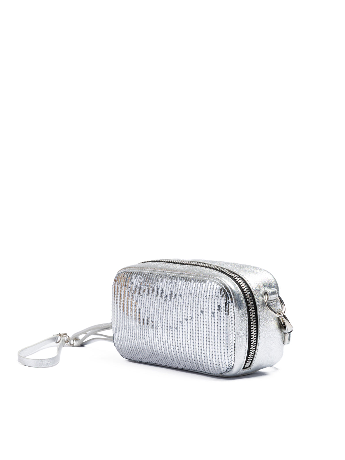 Dsquared² Clutch aus silbernen Pailletten und Leder