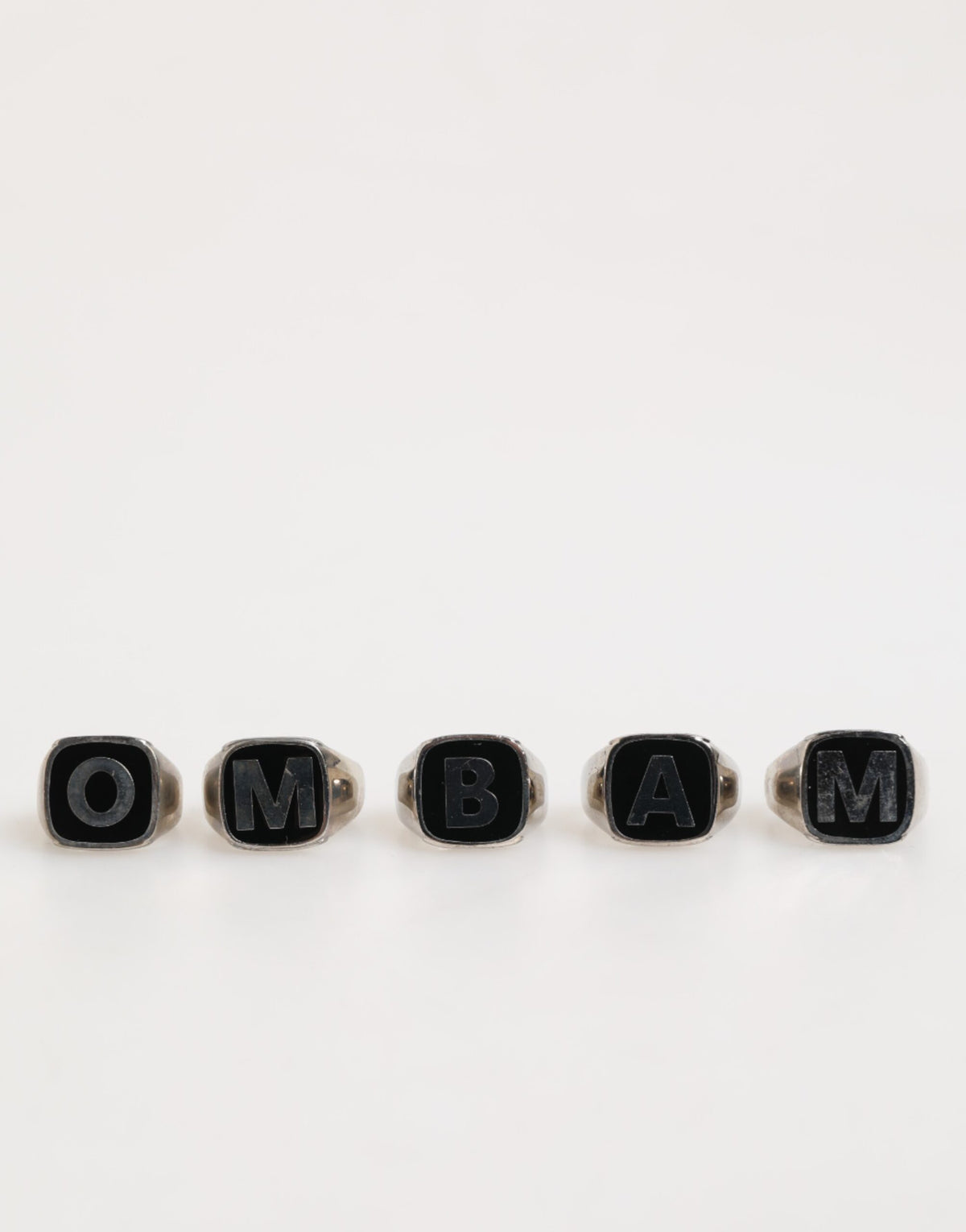 Dolce &amp; Gabbana – Silberfarbenes Messing-Schriftzug-Set, 5-teilig, verstellbarer Ring