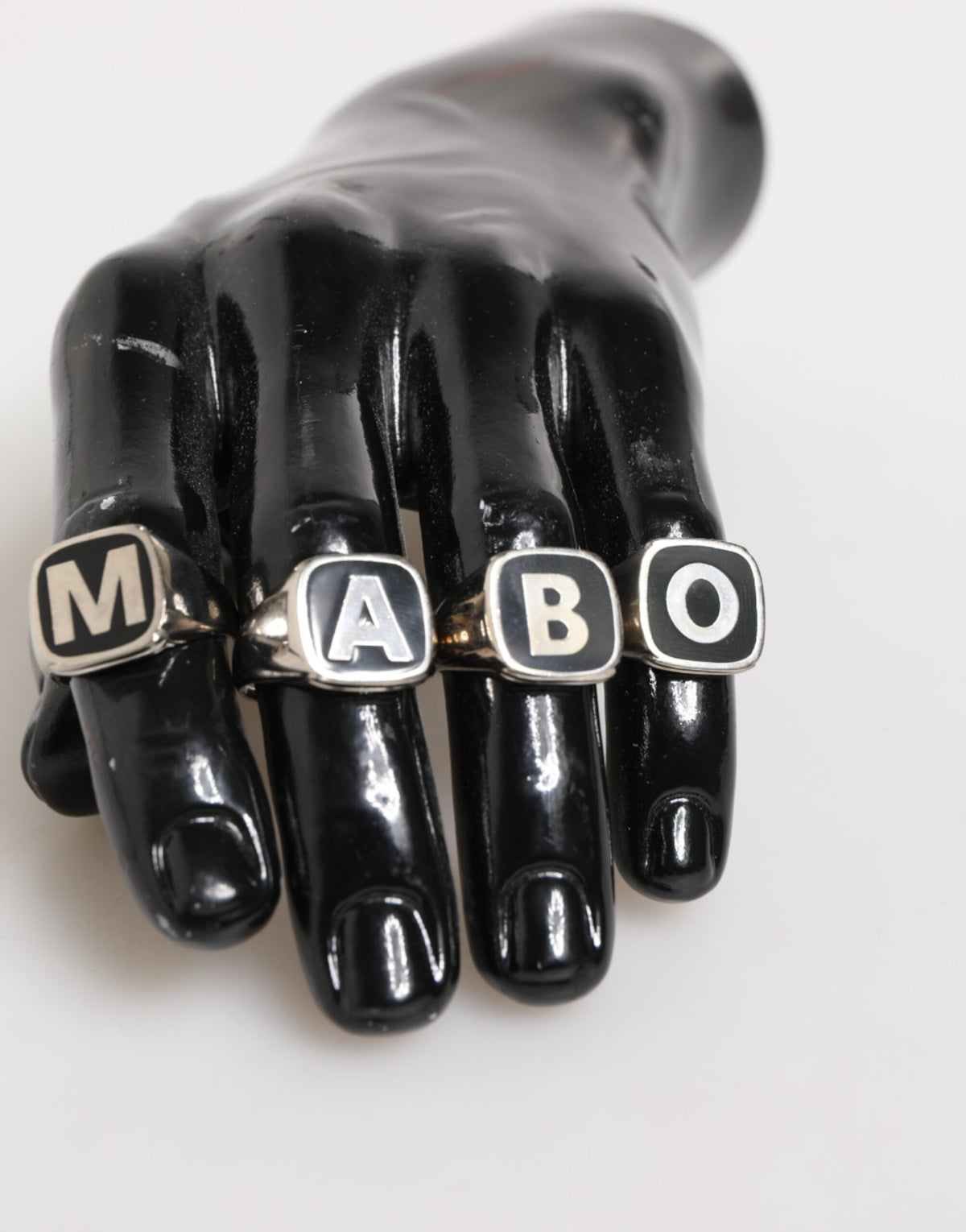 Dolce &amp; Gabbana – Silberfarbenes Messing-Schriftzug-Set, 5-teilig, verstellbarer Ring