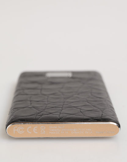 شاحن باور بانك دولتشي آند غابانا أسود من الجلد المنقوش بسعة 3000 مللي أمبير/ساعة مع منفذ يو إس بي