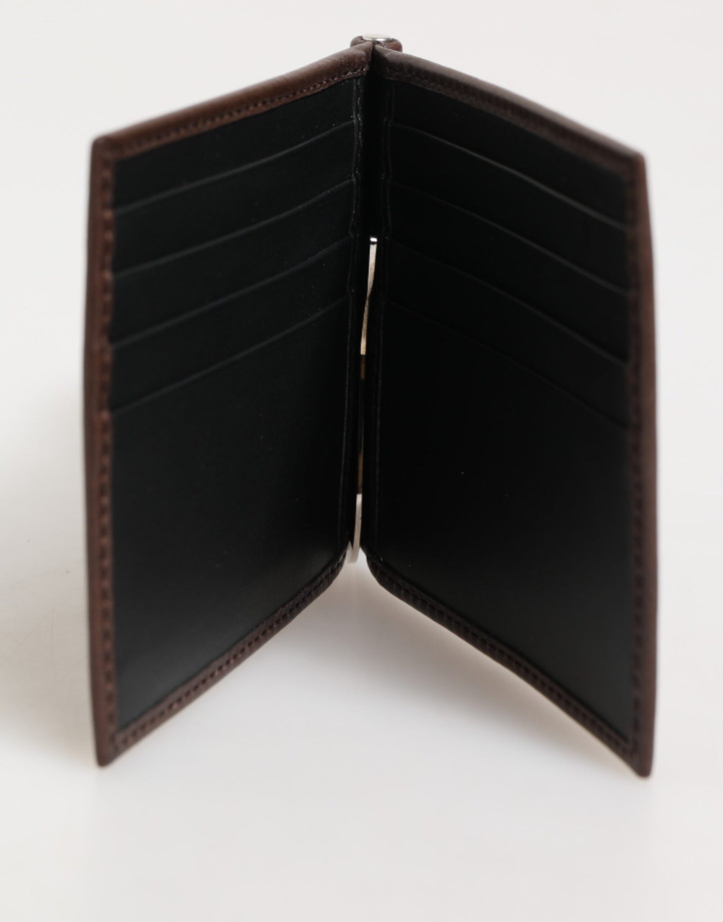 Dolce &amp; Gabbana – Braune Lederbrieftasche mit DG-Logogravur und zweifach faltbarem Kartenetui