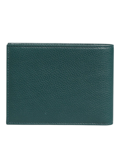 Dolce & Gabbana Green Leather DG Logo Engrave Men Bifold Card Holder Wallet